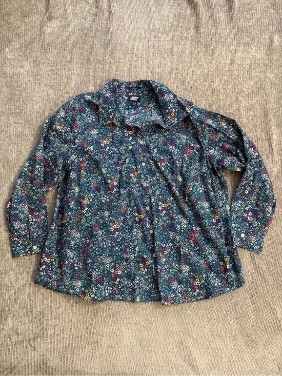Lands' End Tops - Lands’ End No Iron Supima Cotton Floral Button Front Shirt Plus 22W
